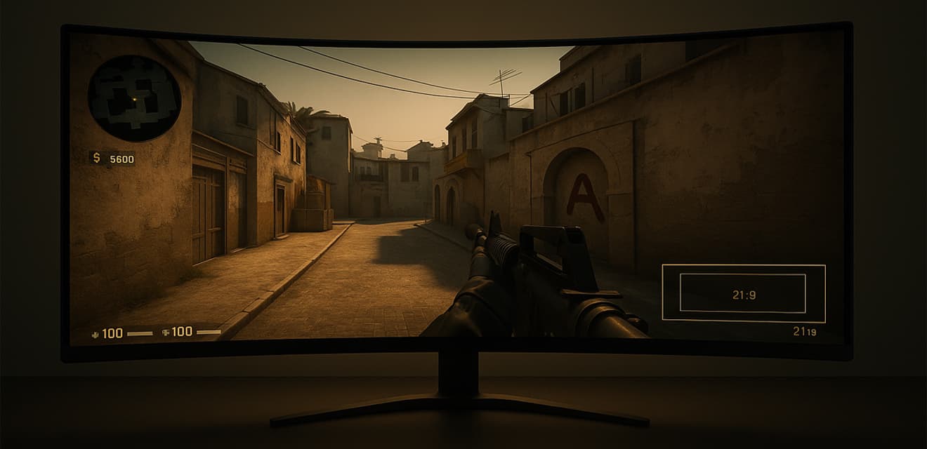 Игра на ультрашироком мониторе (21:9) в CS2: Преимущества, недостатки и на что реально влияет